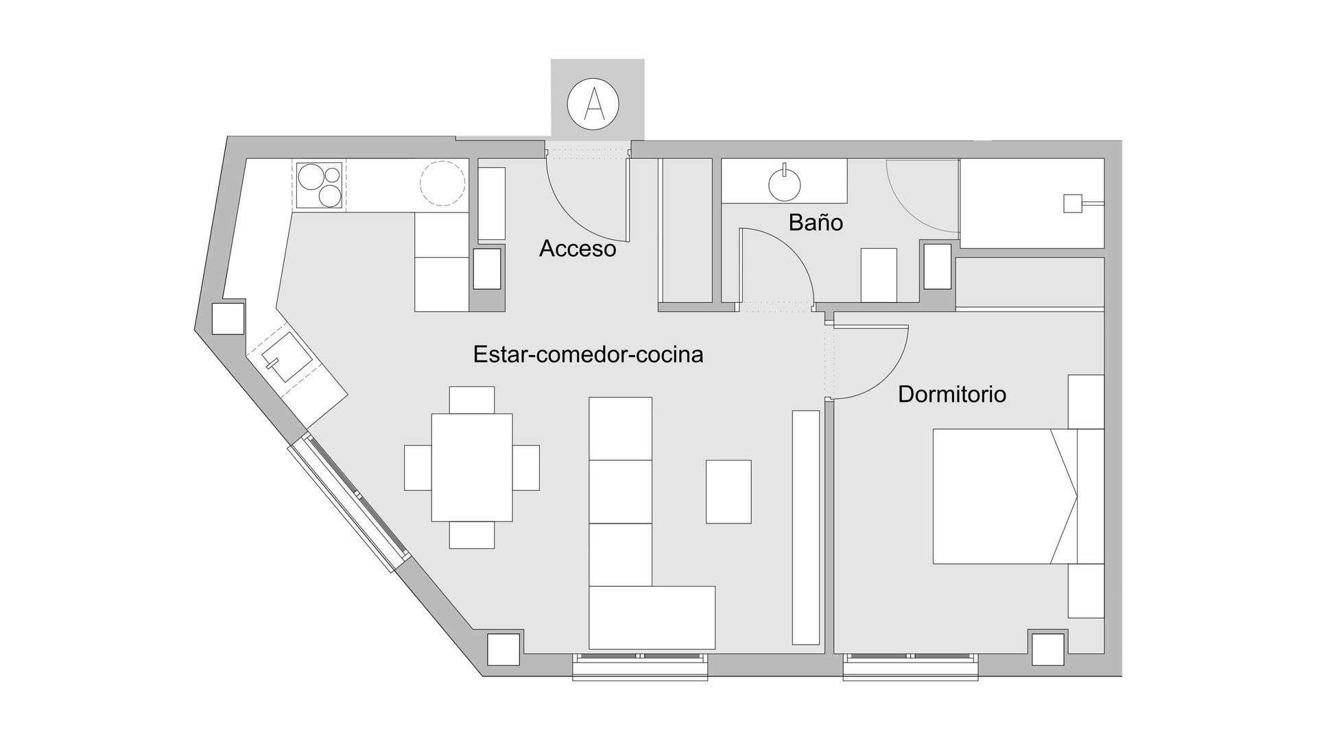 Apartment floor plan, 1 bedroom in ALEGRIA IV ALICANTE No. 3